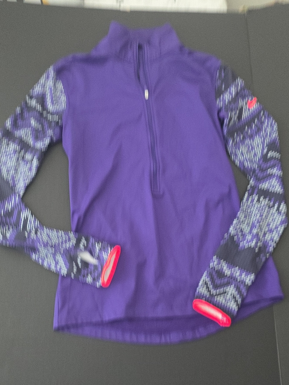 Nike Purple Half-Zip Turtleneck Sweater with Pink Trim